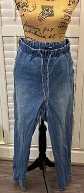 Fashion Nova Plus Size 1X Medium Wash Denim Joggers with Drawstring Waist